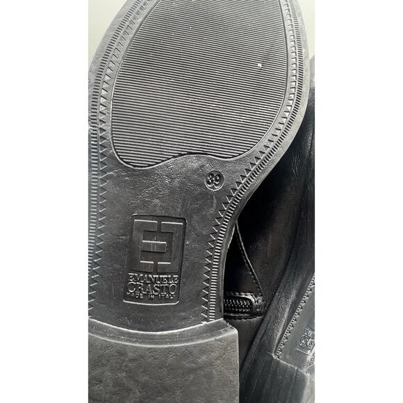 Emanuele Crasto Black Leather Motorcycle Combat Boots Made In Italy Size 39/8.5 - Picture 7 of 8